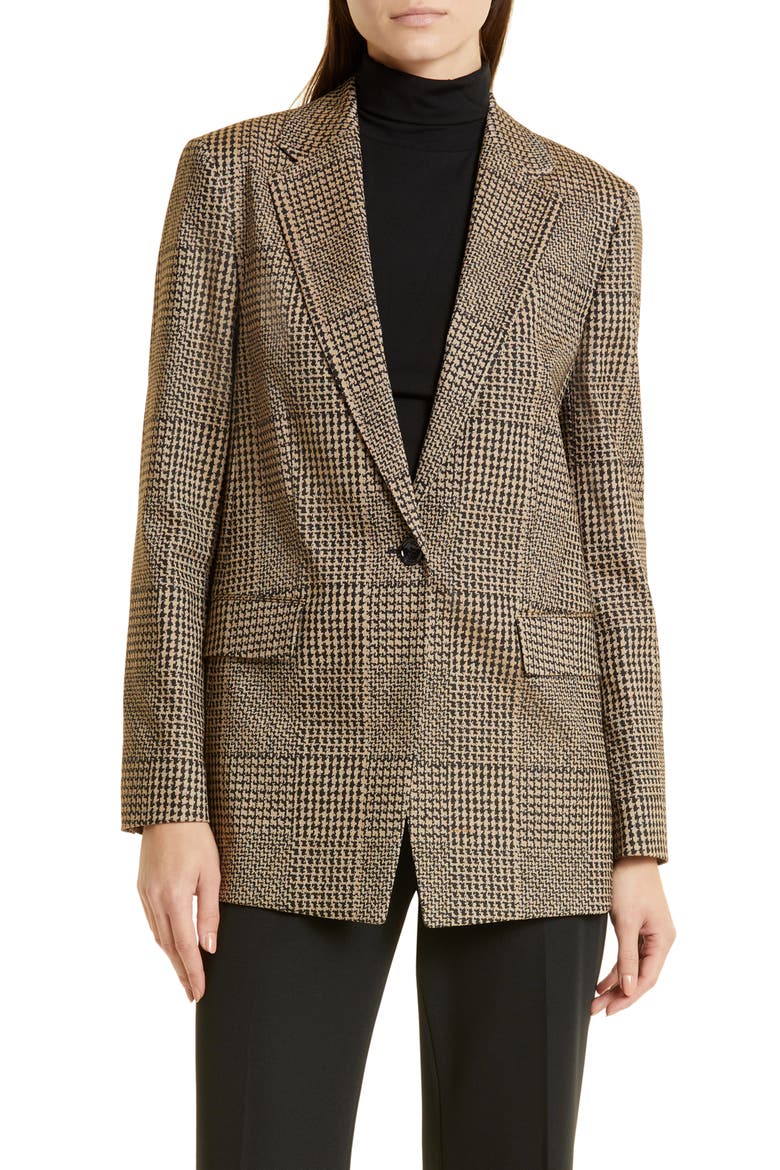 Jocalua Houndstooth Jacket, Main, color, CAMEL FANTASY