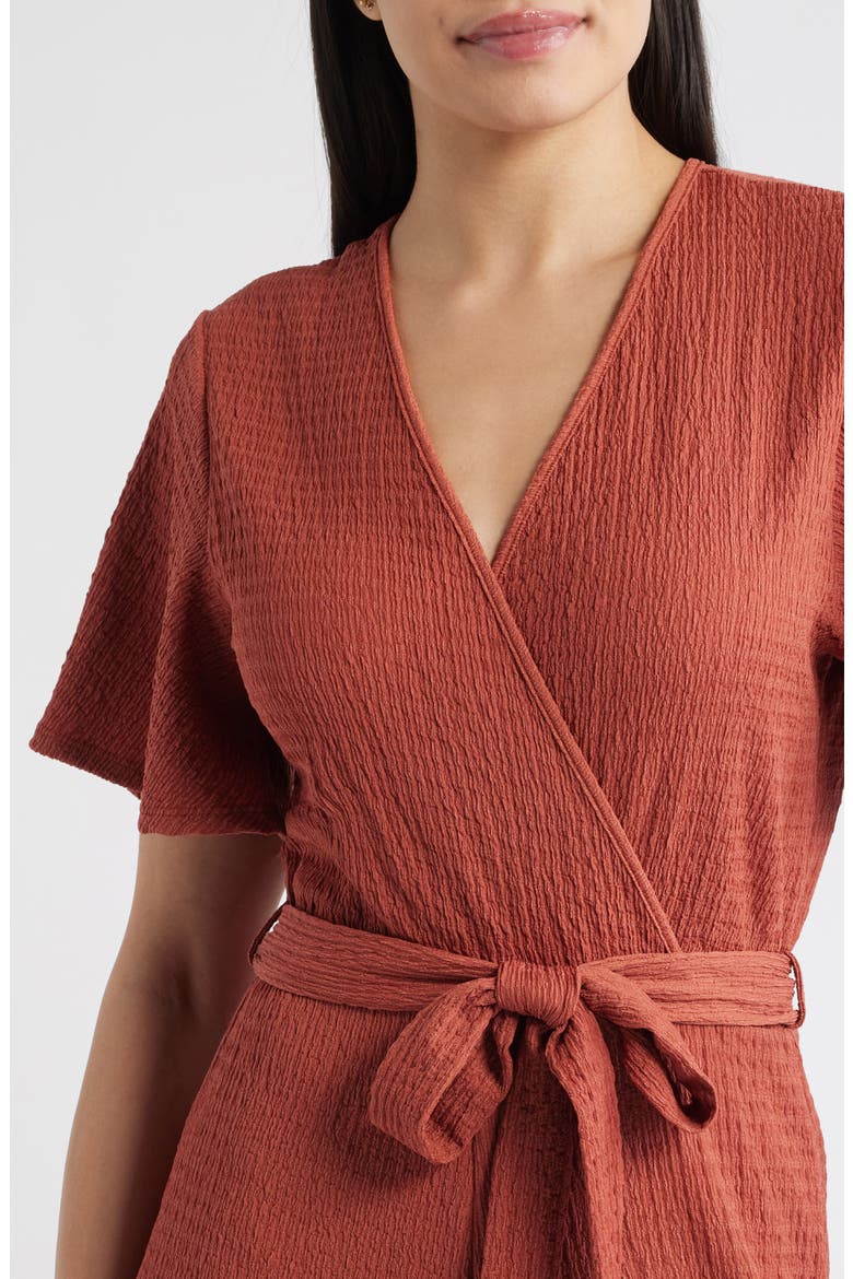 Flutter Sleeve Textured Jumpsuit, Alternate, color, MARSALA