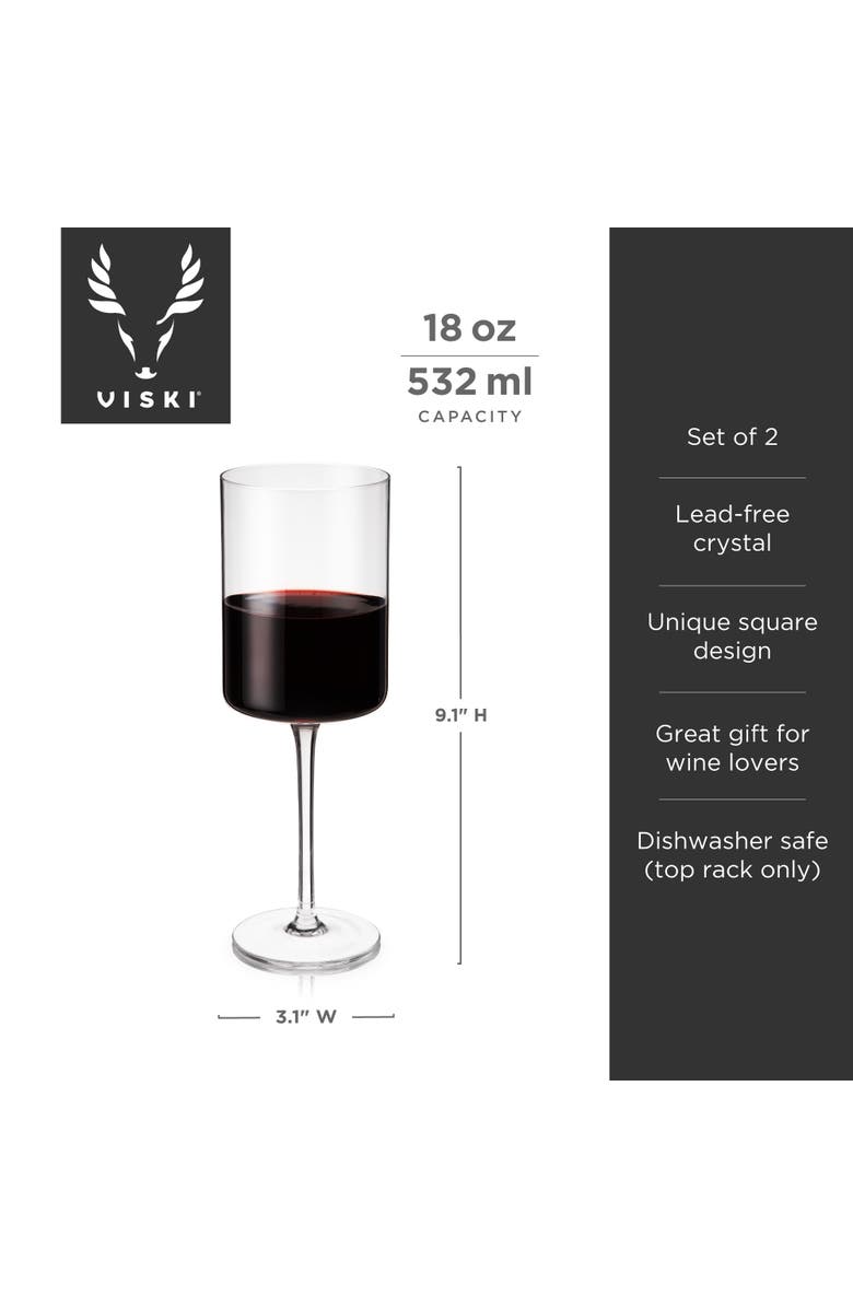 Viski Laurel Crystal Red Wine Glasses Set of 2, Alternate, color, Clear