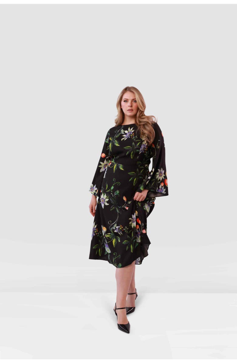 Gabriella Rossetti Lucrezia Silk Twill Dress in Dark Floral, Alternate, color, 