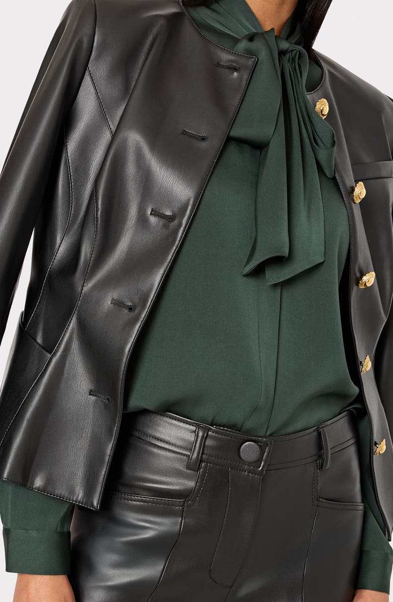 Milly Rue Faux Leather Pants, Alternate, color, Black