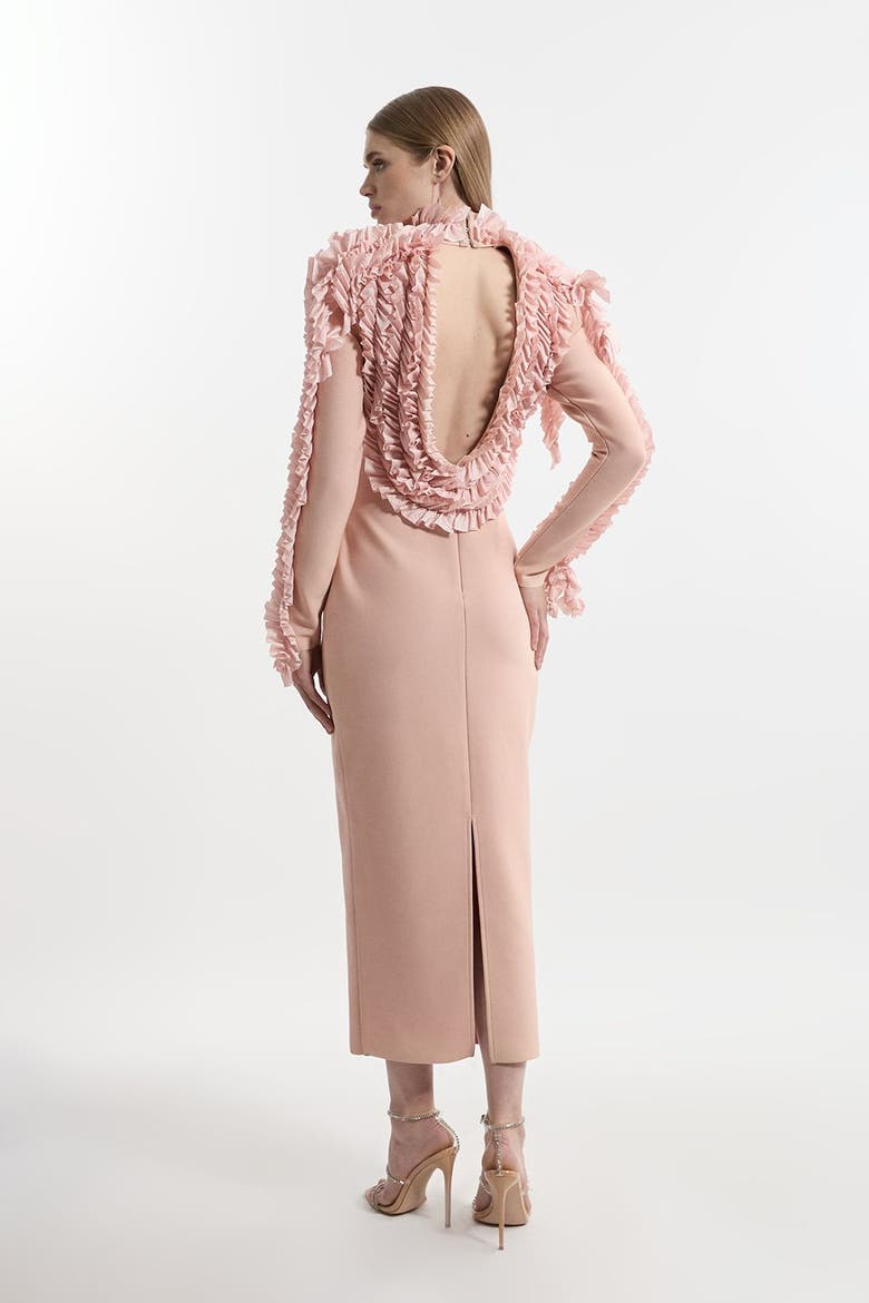 Petite Bandage Detail Midi Dress, Alternate, color, Blush