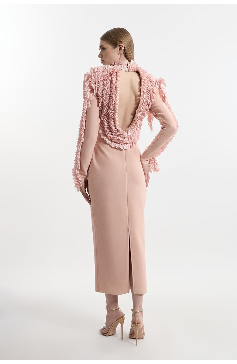 Karen Millen Petite Bandage Detail Midi Dress, Alternate, color, Blush