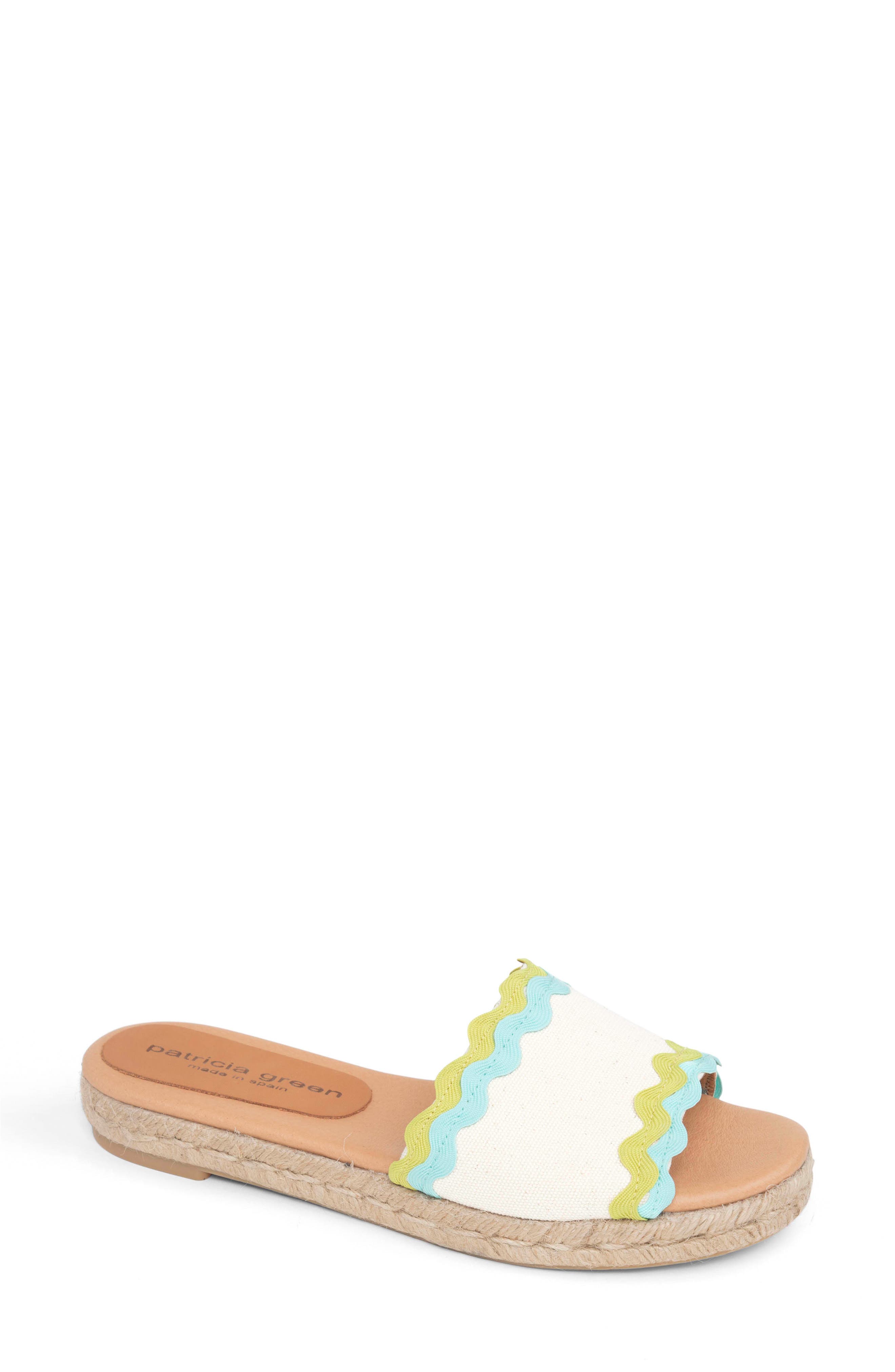 patricia green Ava Ric Rac Platform Espadrille Slide Sandal, Main, color, Lime/ Aqua