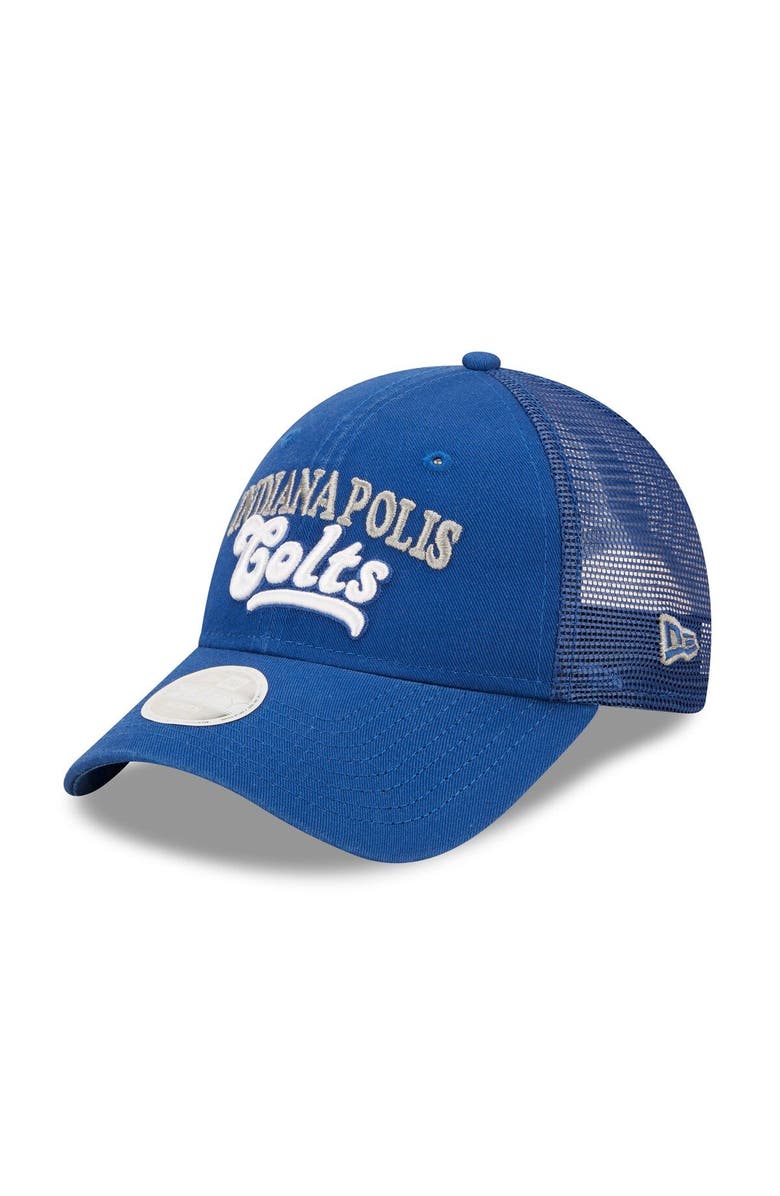 New Era Women's New Era   Royal Indianapolis Colts Team Trucker 9FORTY Snapback Hat, Main, color, 