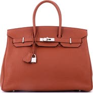 Pre-Owned Hermes Birkin Handbag Brown Fjord with Palladium Hardware 35