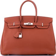 Pre-Owned Hermes Birkin Handbag Brown Fjord with Palladium Hardware 35