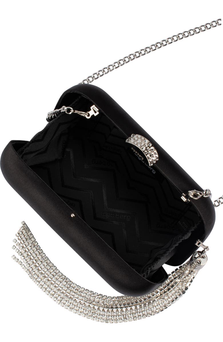 Olga Berg Ali Crystal Tassel Frame Clutch, Alternate, color,