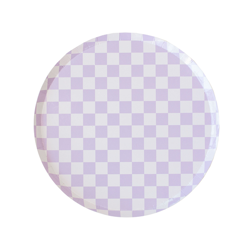 Jollity & Co Checkered Dessert Plates In Purple Posse
