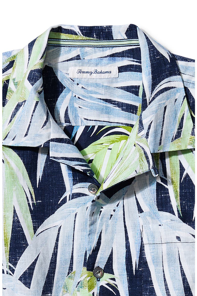 Perfect Palm Day Short Sleeve Linen Button-Up Shirt, Alternate, color, OCEAN DEEP