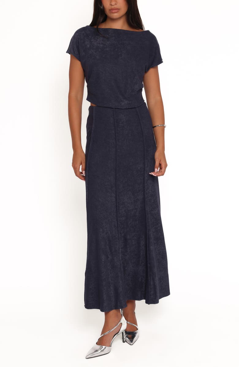 Petal & Pup Aria Terry Cloth Crop Top & Maxi Skirt Set, Main, color, 