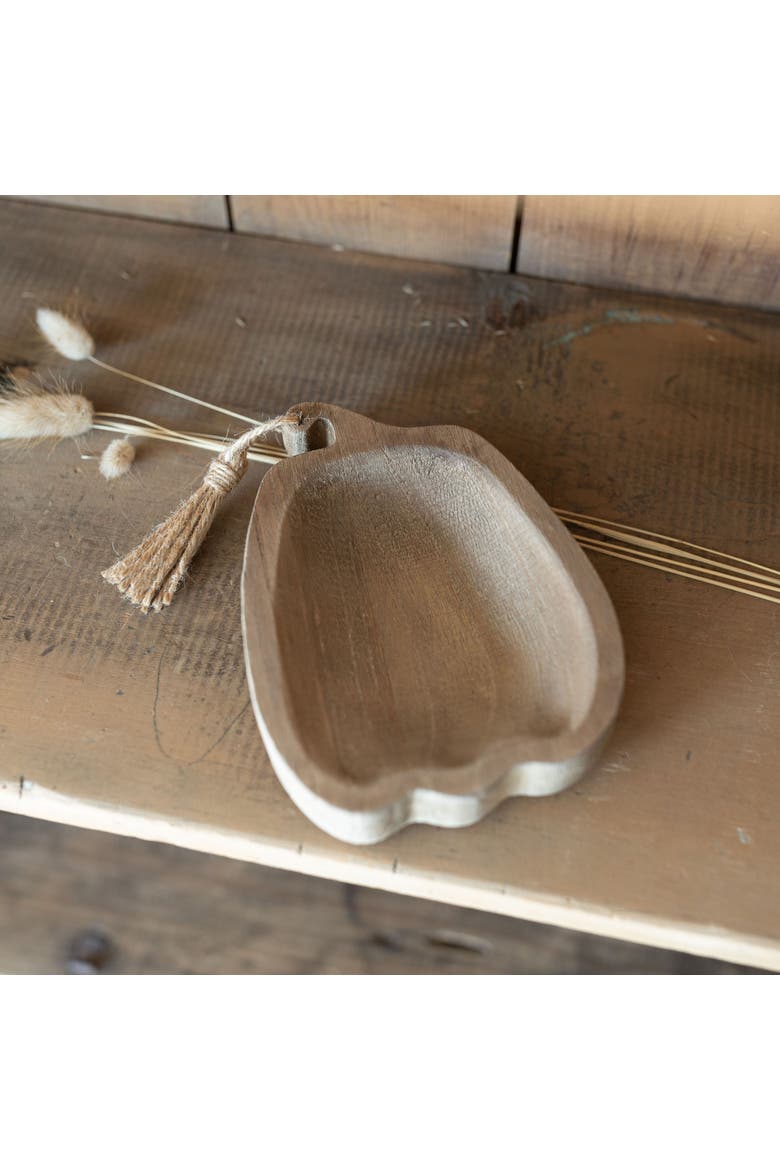 Pumpkin Trinket Dish Brown Wood & Jute, Alternate, color, Brown