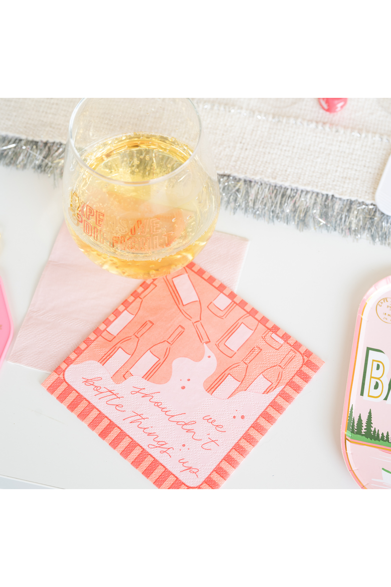 Wine Themed Cocktail Napkins, Alternate, color, We Shouldn't Bottle Things Up