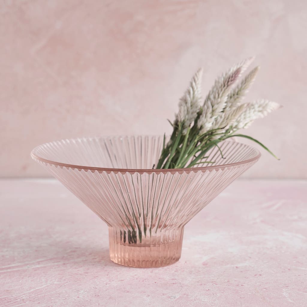 The Collective Home Pressed Pink Glass Low Bowl