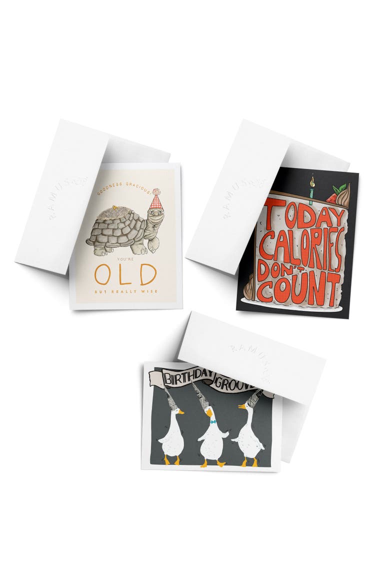 Birthday Greeting Card Pack Sets (3 ct, Assorted) Old Turtle, Birthday Grooves, Calories Don't Count Cake, Main, color, Multi-Pack