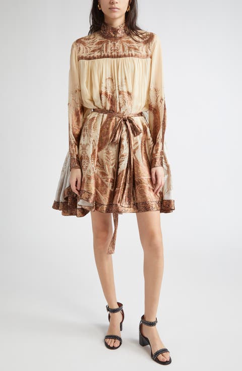 Hypnotic Paisley Print Batwing Sleeve Minidress