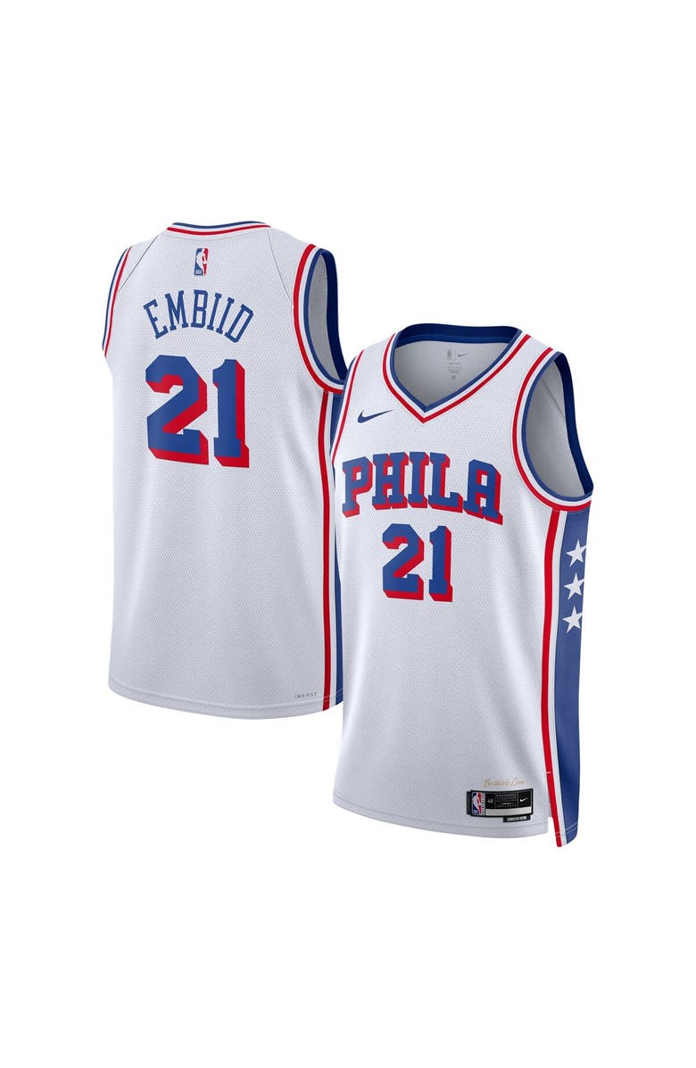 Nike Unisex Nike Joel Embiid White Philadelphia 76ers Swingman Jersey - Association Edition, Alternate, color, White