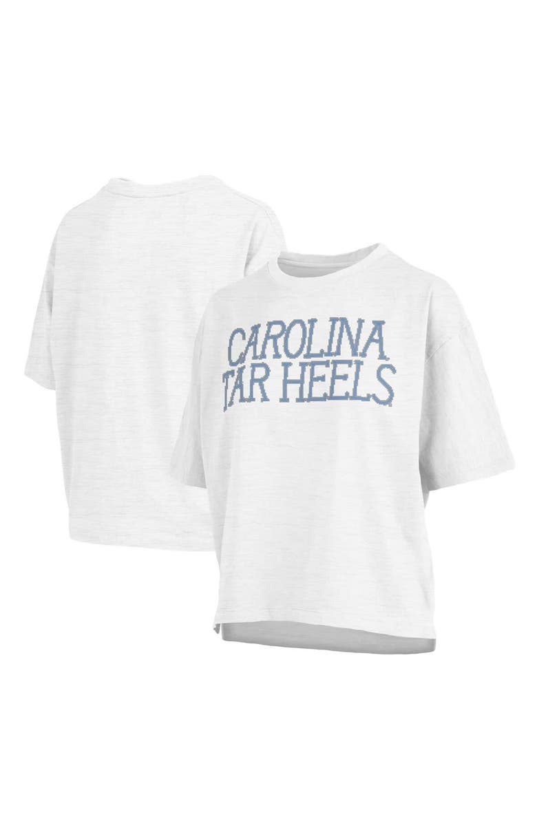 PRESSBOX Women's Pressbox White North Carolina Tar Heels Motley Crew Chain Stitch Slub Waist Length Boxy T-Shirt, Main, color, 