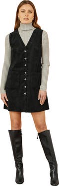 Yumi V-Neck Cord Pinafore Dress