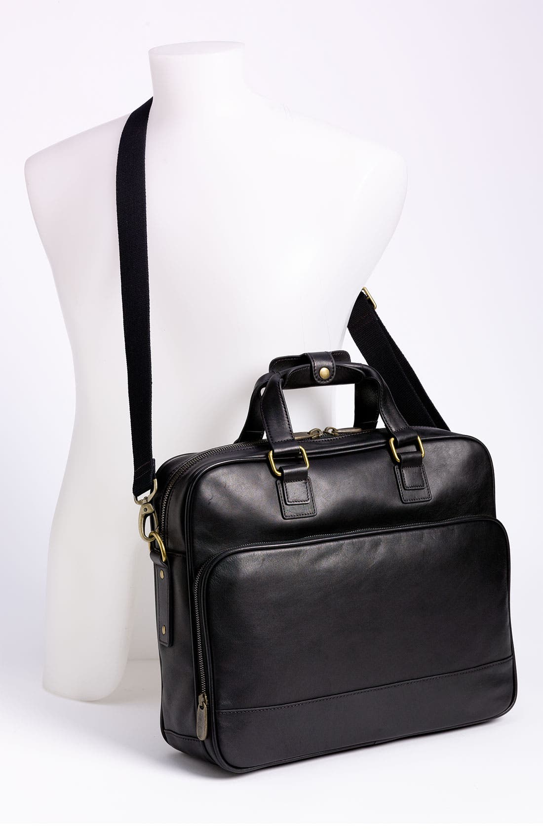 Bosca Slim Leather Briefcase, Alternate, color, 