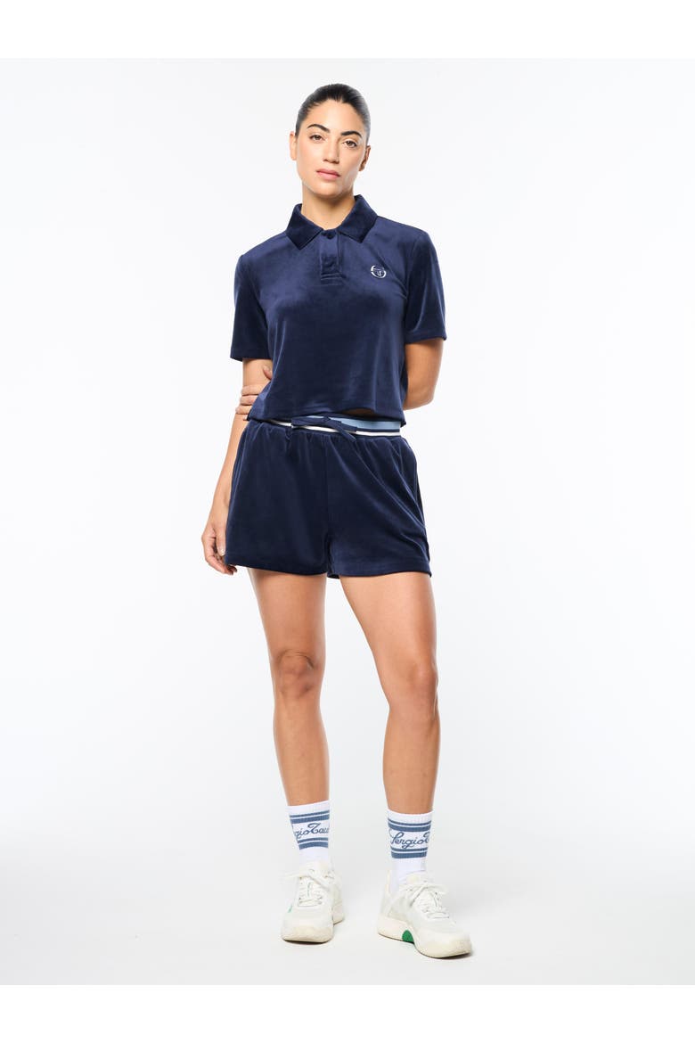 Adele Velour Polo, Alternate, color, MARITIME BLUE