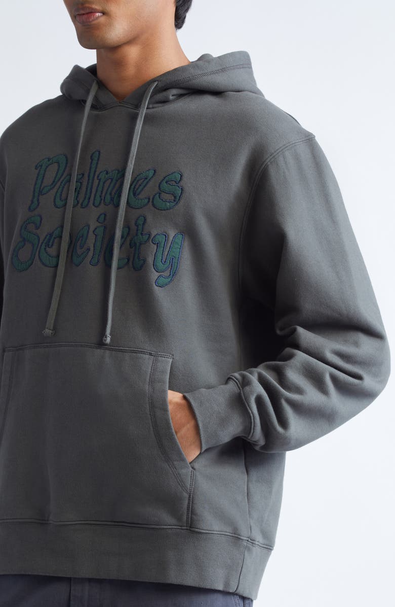 PALMES Society Logo Appliqué Hoodie, Alternate, color, Charcoal