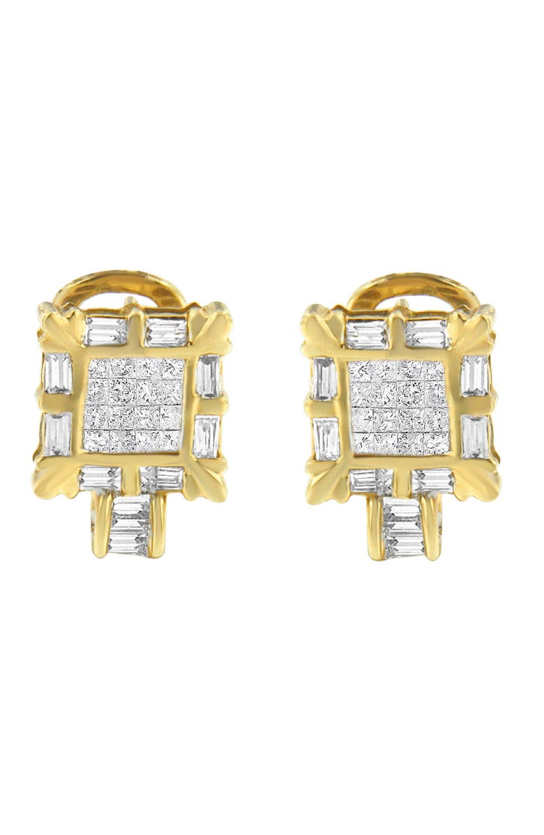 Haus of Brilliance 14K Yellow Gold 7/8 Cttw Diamond Huggie Hoop Omega Earrings, Alternate, color, Yellow