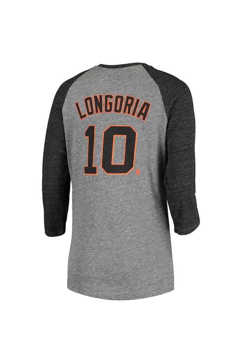 Women's 5th & Ocean by New Era Evan Longoria Gray San Francisco Giants Script Name & Number Raglan Tri-Blend 3/4-Sleeve T-Shirt, Alternate, color, Gray