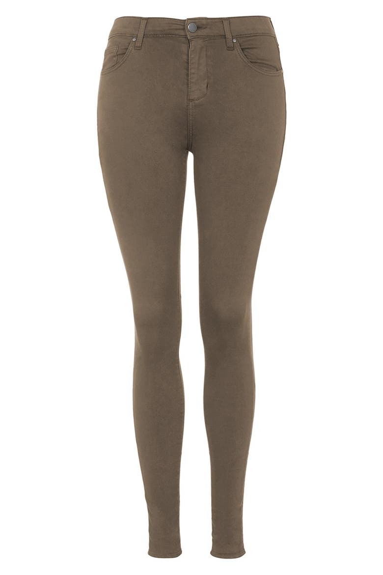 Moto 'Leigh' Ankle Skinny Jeans, Alternate, color, OLIVE