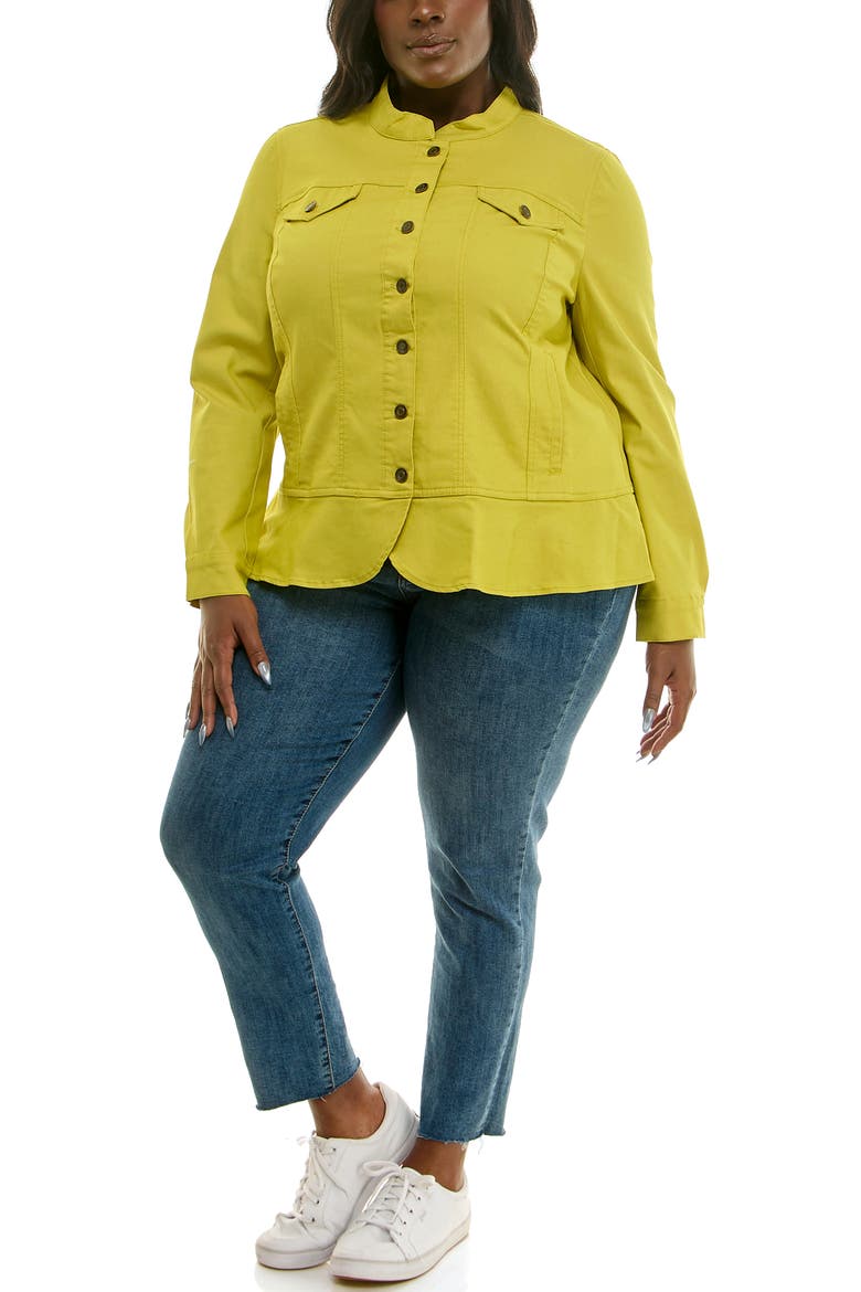 Denim Peplum Jacket, Alternate, color, CHARTREUSE