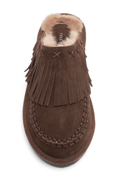 Free People Fallon Fringe Faux Fur Mule Slipper In Brown