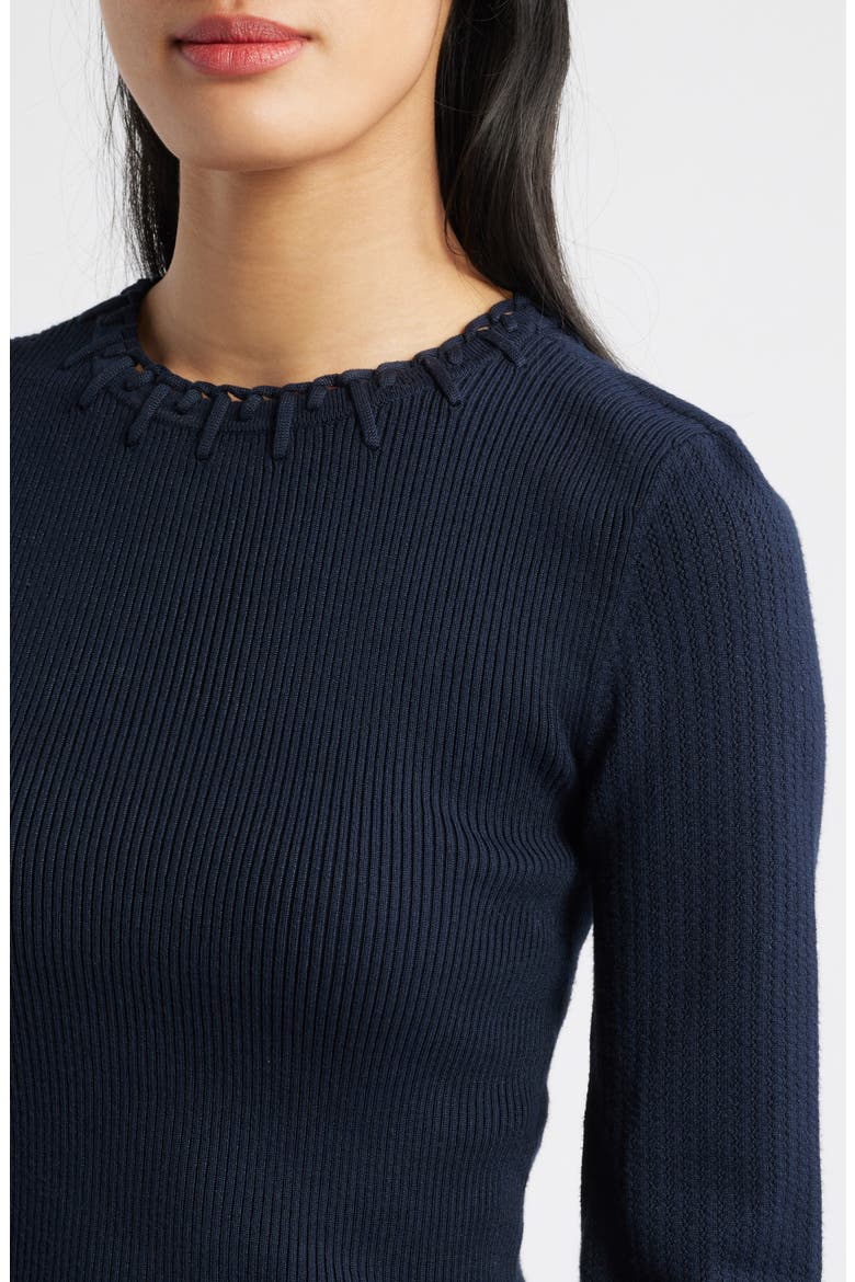 Elbow Sleeve Rib Sweater, Alternate, color, NAVY