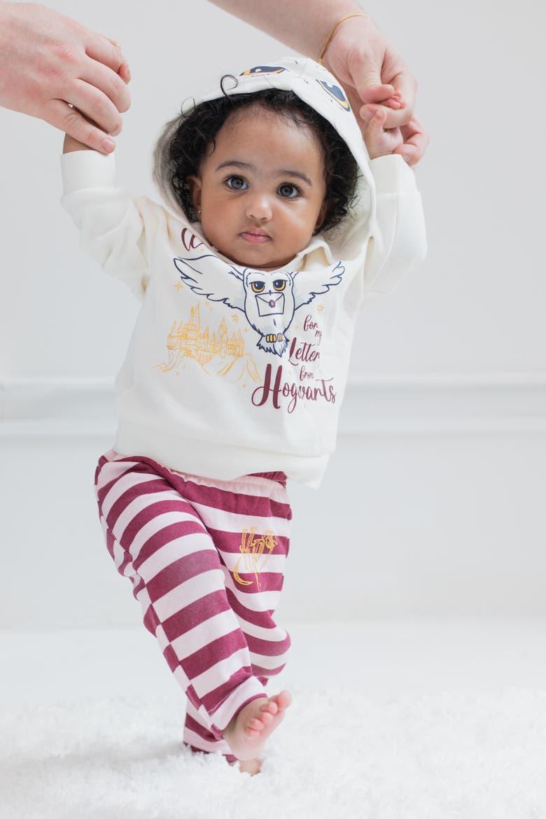 3-Piece Hoodie Bodysuit and Pants Set, Alternate, color, Hedwig Pink Ivory