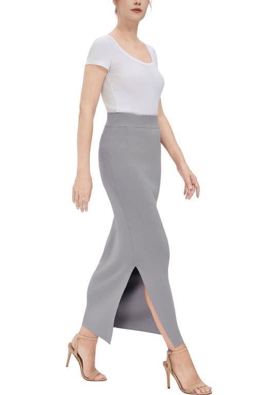 Kimi & Kai Side Slit Knit Maxi Skirt In Gray