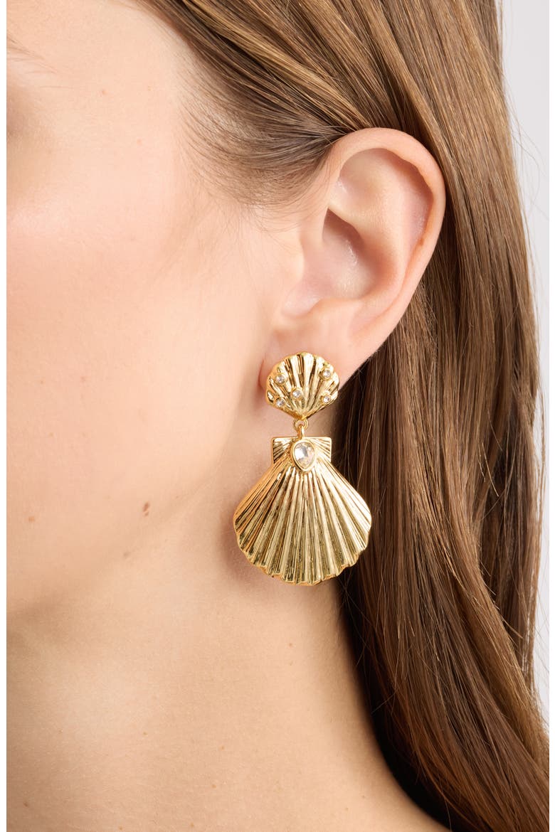 Catalina Shell Drop Earrings, Alternate, color, GOLD
