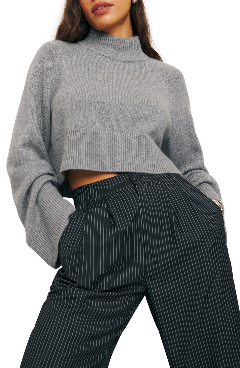 Reformation Garrett Turtleneck Recycled Cashmere Blend Crop Sweater, Alternate, color,