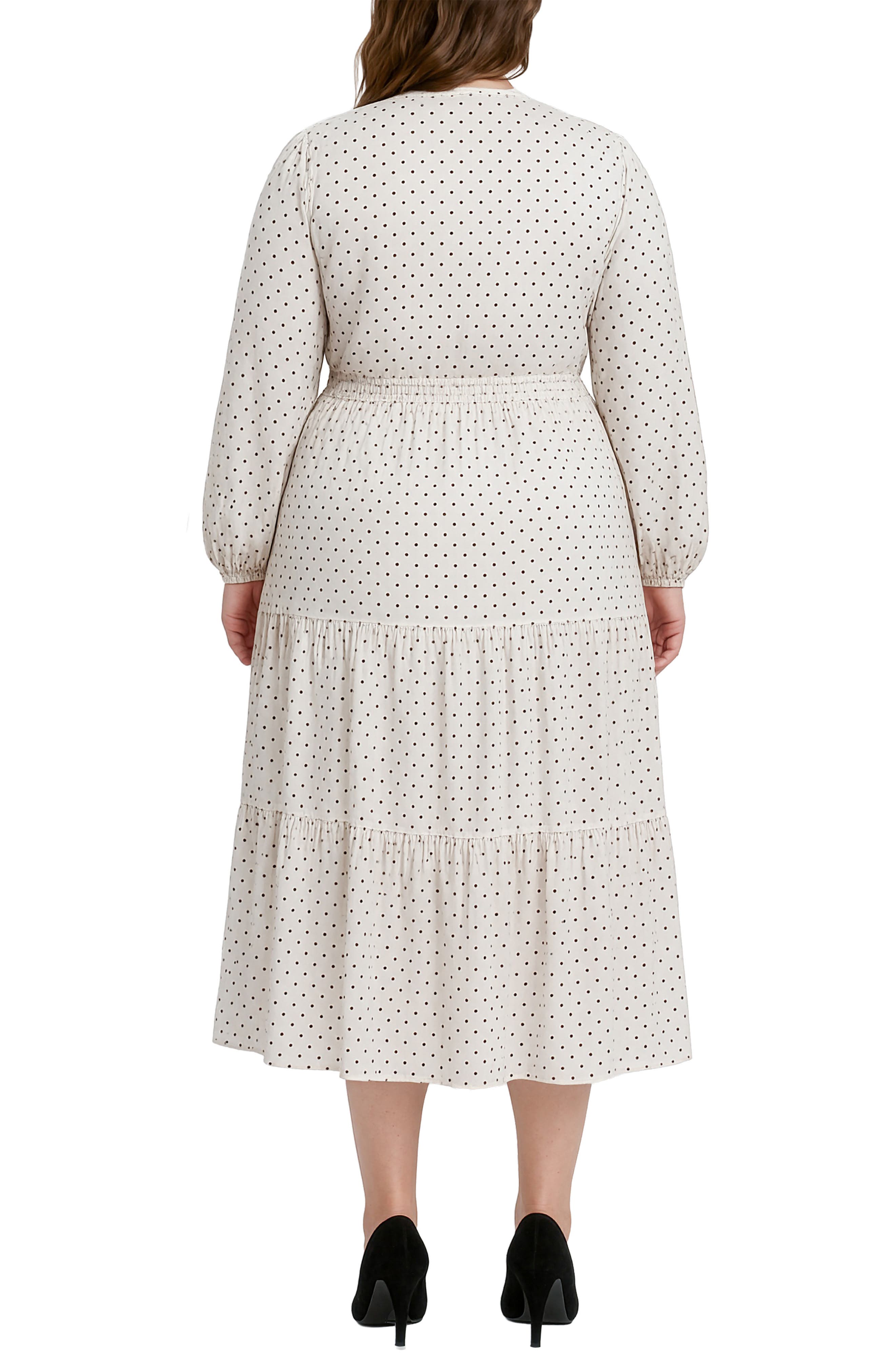 Polka Dot Long Sleeve Midi Dress - image 2