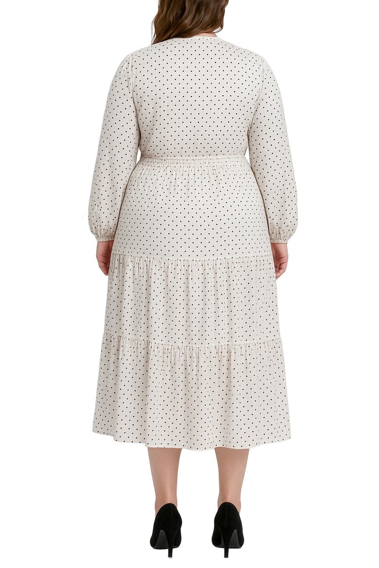 Polka Dot Long Sleeve Midi Dress, Alternate, color, WHITE