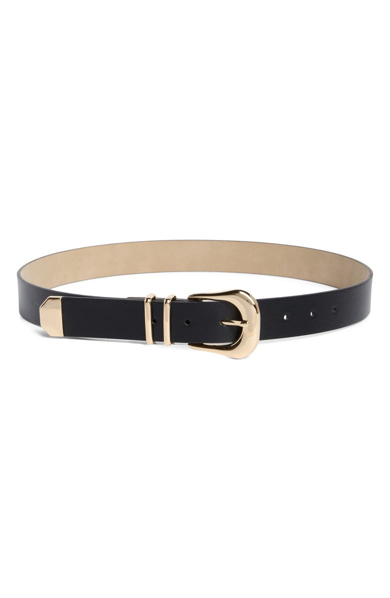 Steve Madden Chunky Buckle Belt, Main, color, Black-Gold