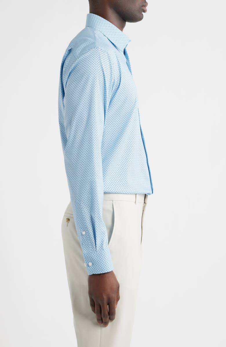 Nordstrom Trim Fit Geometric Print Premium Performance Linen Twill Dress Shirt, Alternate, color, Blue Lorenzo Geo
