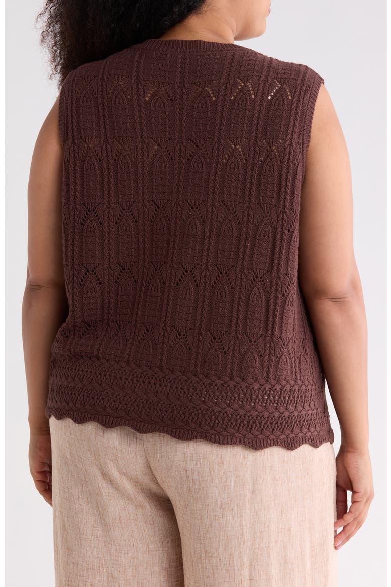 Open Stitch Sweater Vest, Alternate, color, COCOA BEAN