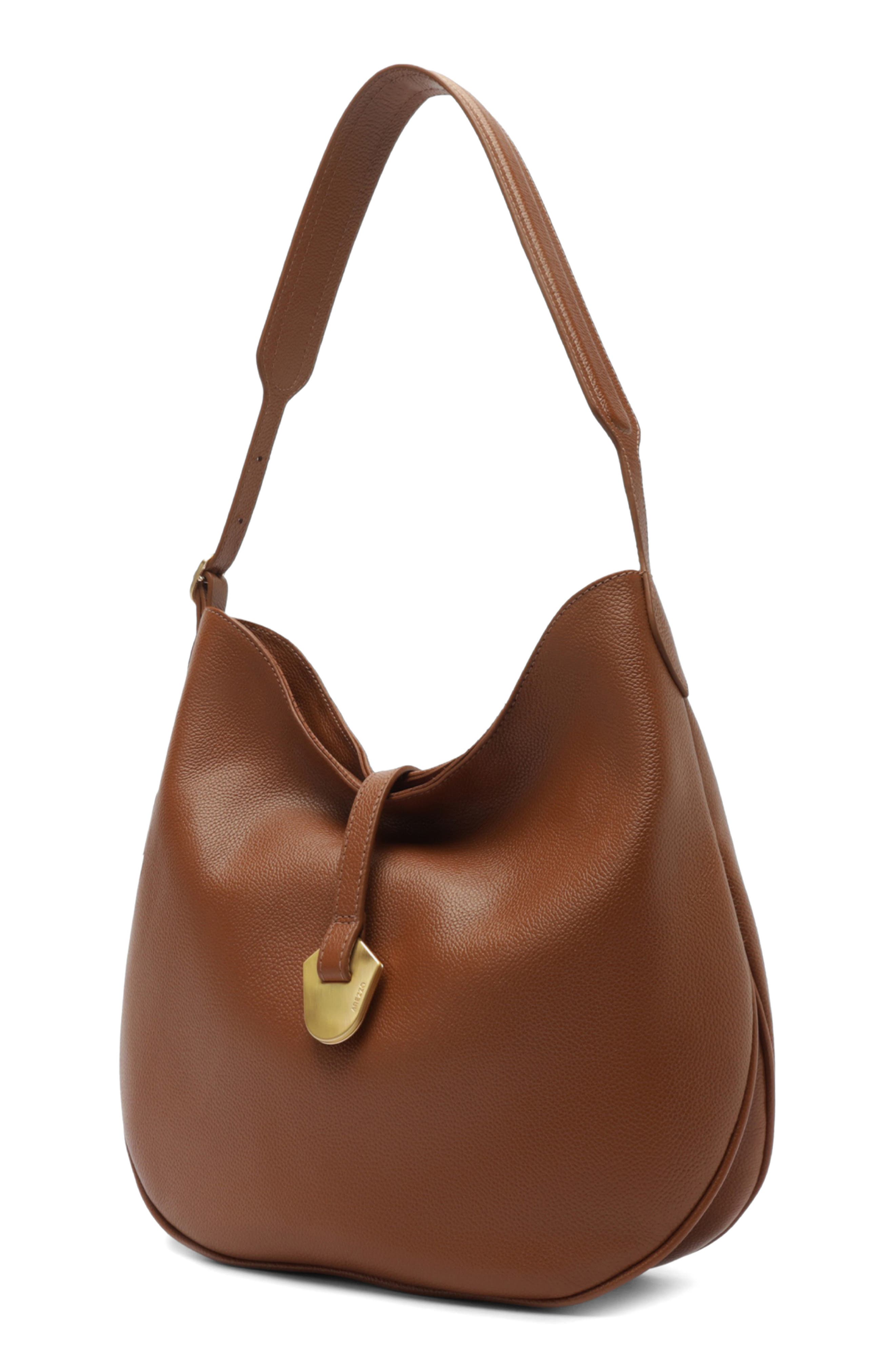 Arezzo Large Sabrina Leather Hobo Bag, Alternate, color, Soul Natural