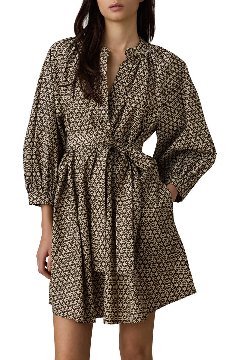 Faherty Kaia Coastal Organic Cotton Poplin Minidress, Alternate, color, Bloom Trail Floral