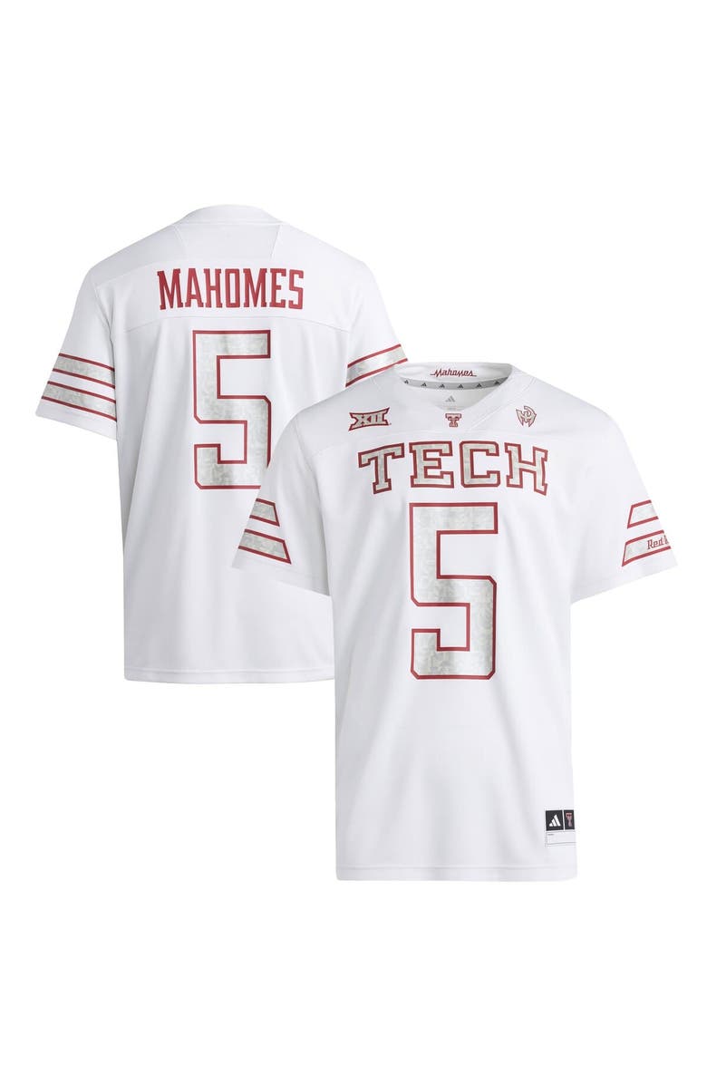 adidas Men's adidas x Mahomes White Texas Tech Red Raiders Premier Strategy Jersey, Main, color, 