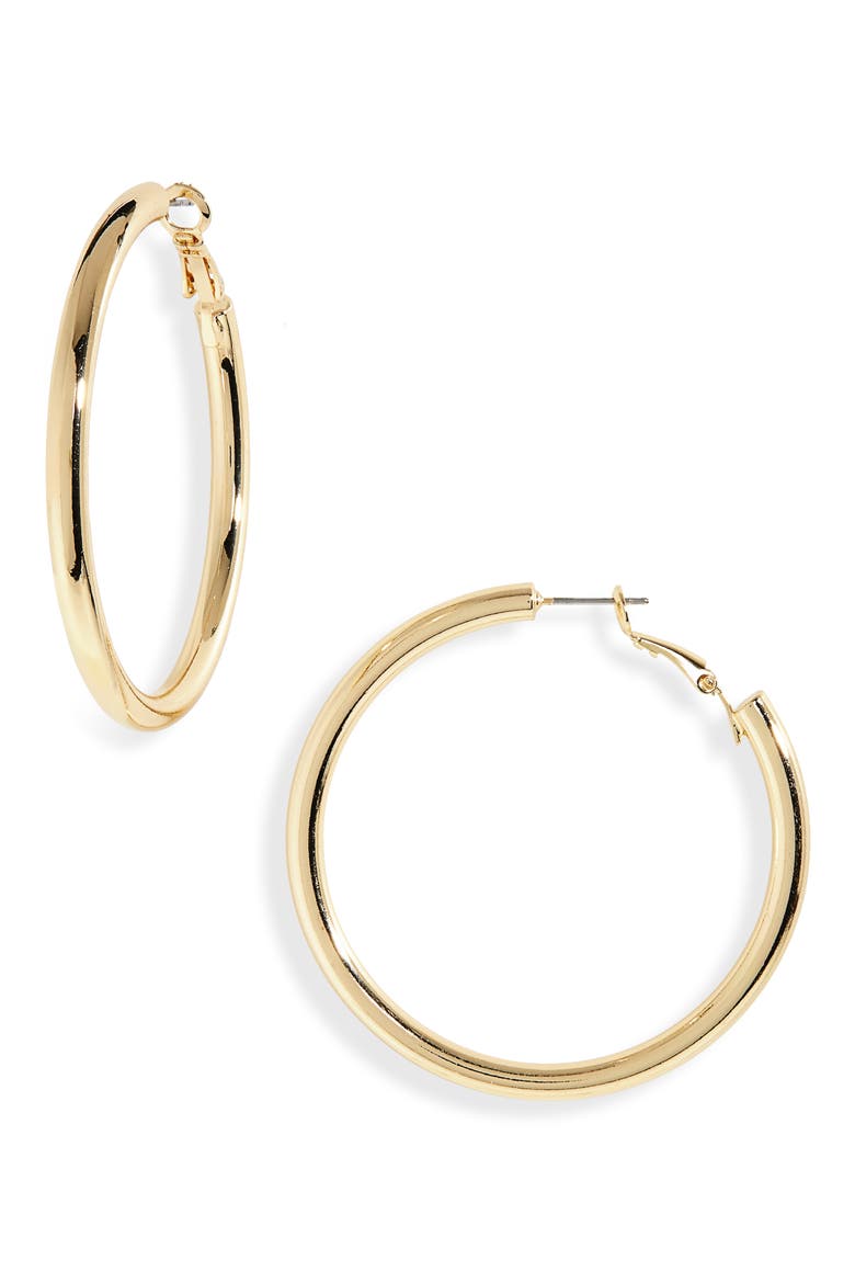 Large Hoop Earrings, Main, color, GOLD