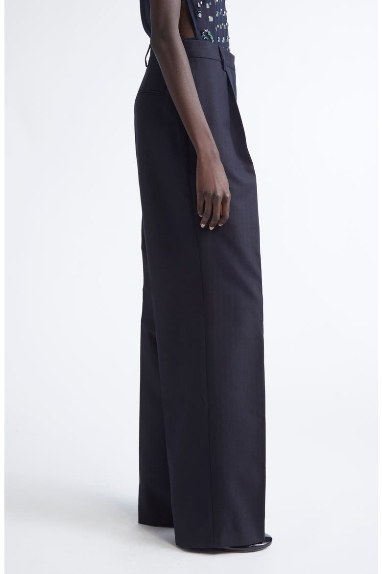 Portias Stripe Wool Straight Leg Pants, Alternate, color, NAVY