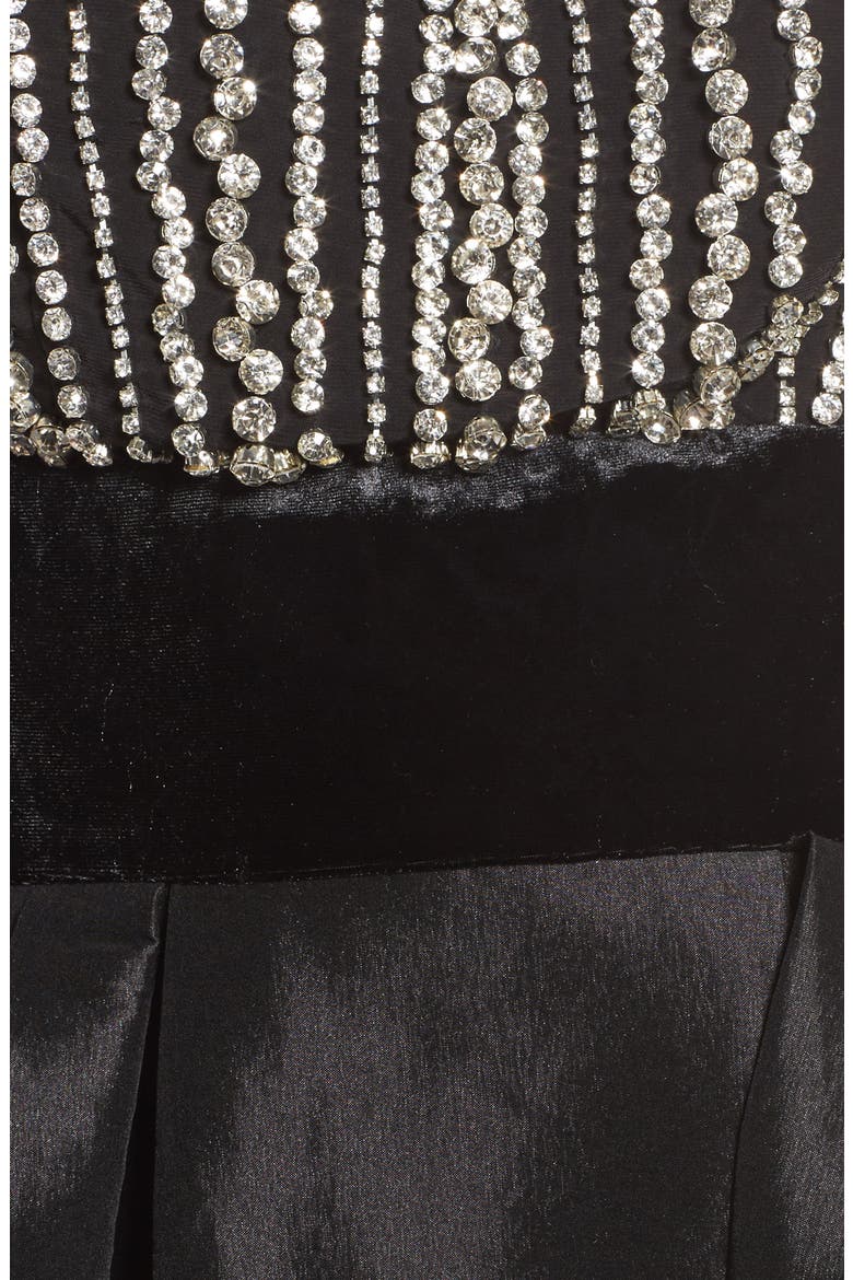 Crystal & Satin Ballgown, Alternate, color, BLACK