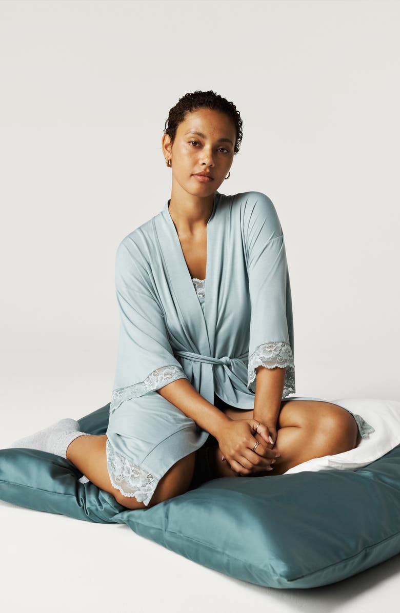 Posh Peanut Lace Robe, Alternate, color, Shadow Green