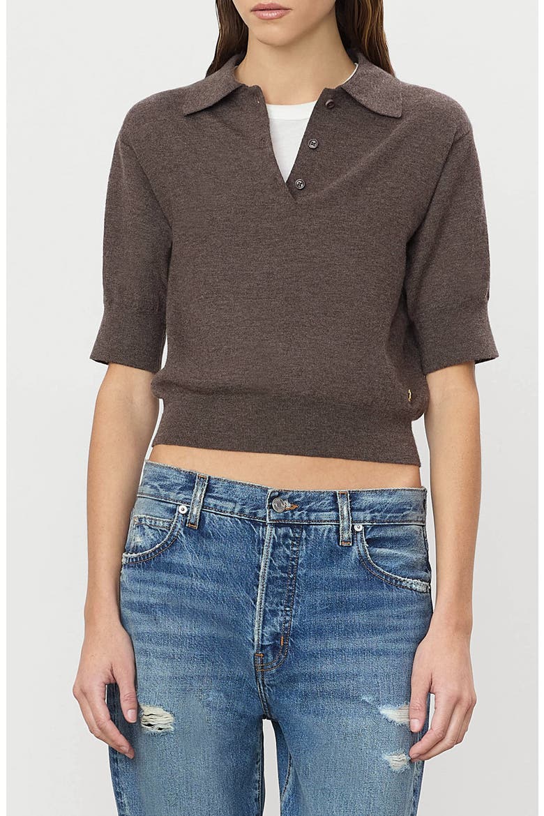 Journ Cashmere Blend Polo Sweater, Main, color, MUSHROOM