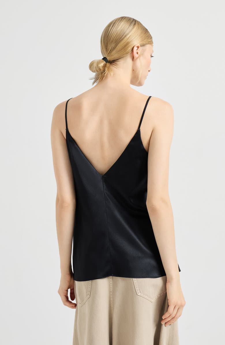 Brunello Cucinelli Stretch silk satin camisole, Alternate, color, Black